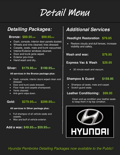 Auto Detailing Service Menu Template Free Printable Templates Auto Detailing Service Menu Template Free Printable Templates