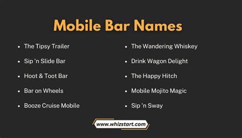 Mobile Bar Name Ideas
