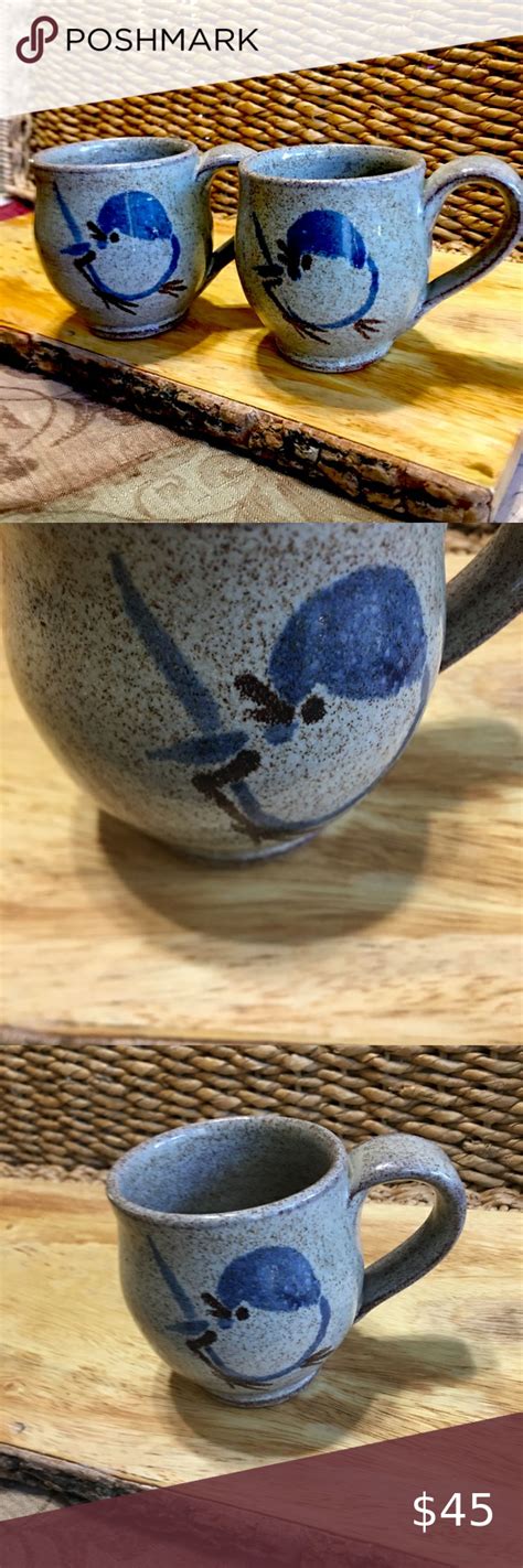 Old Time Pottery Winthrop Bluebird Cups Mugs 1989 Old Time Pottery Old Time Pottery Winthrop Bluebird Cups Mugs 1989 Old Time Pottery